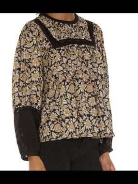 Cleobella Antropologie Harley Smocked Peasant Blouse Size XS